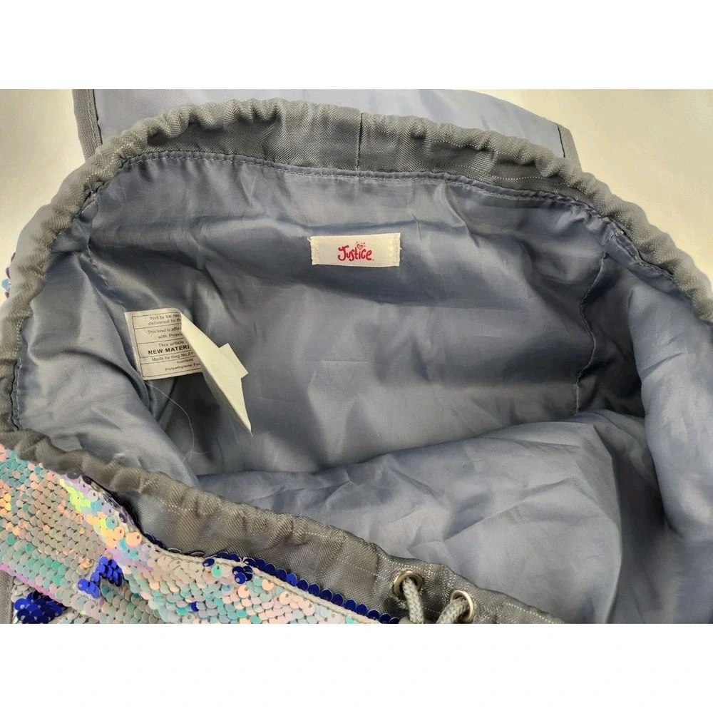 Justice Shimmer Sequin Unicorn Mermaid Iridescent School Backpack Travel Sensory